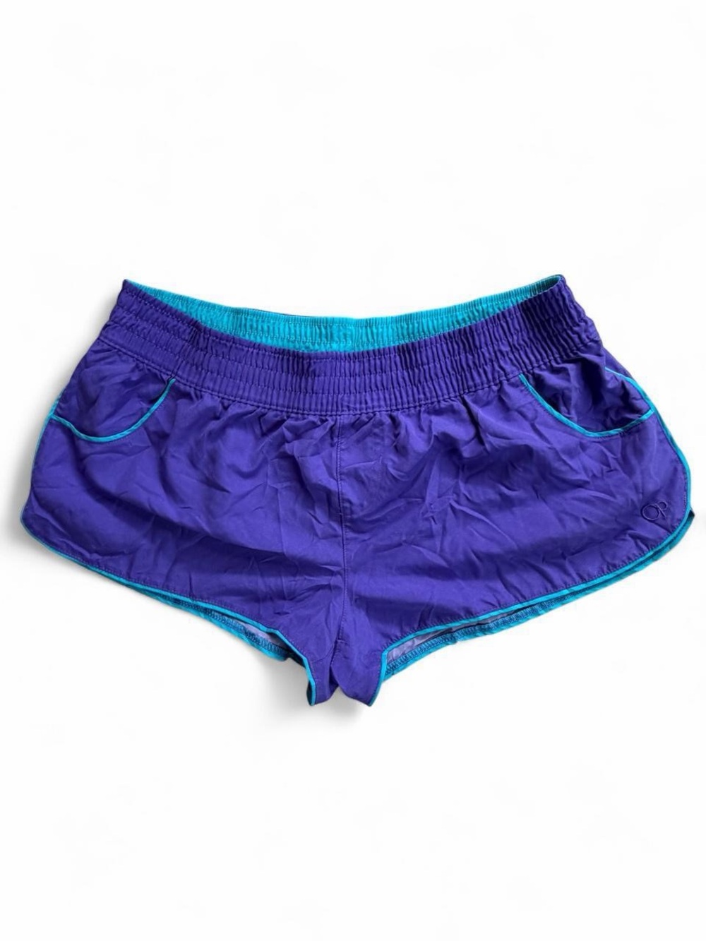 Vintage Y2K Ocean Pacific OP Purple Teal Dolphin Board Shorts Large Lowrise